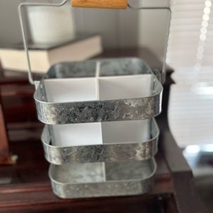 Galvanized tin caddy